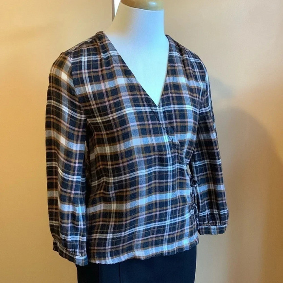 MADEWELL Plaid Gauze Double-Tie Wrap Top Size XS - Picture 5 of 14